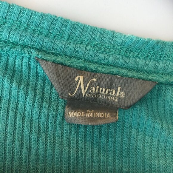 Natural Reflections Turquoise Ribbed Knit Sweater Womens Size M - Picture 3 of 4
